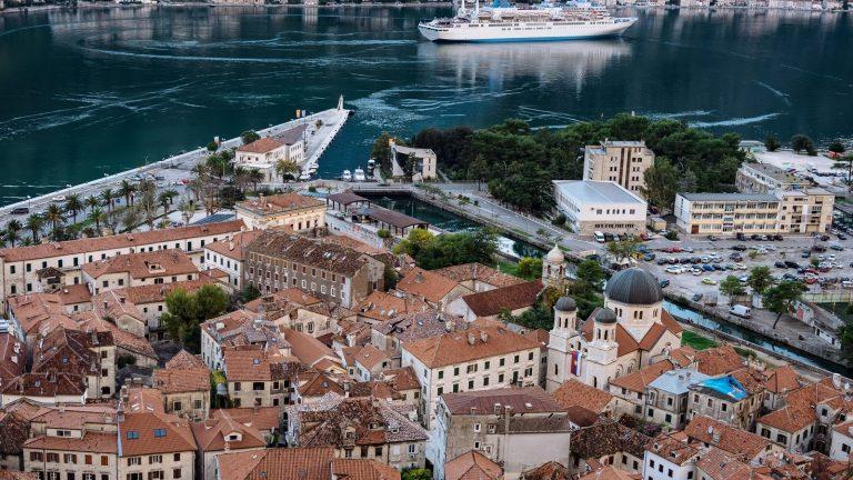 View of the old town of Kotor and the Boka Kotorska Bay from Mount Lovcen