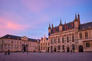 Grote markt square in bruges belgium